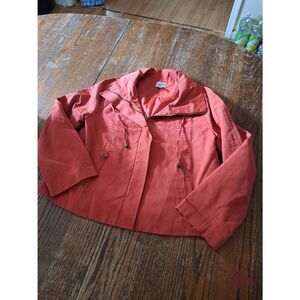 Small Size 4 Chicos 0 Orange Long Sleeve Lined Zip Front Jacket